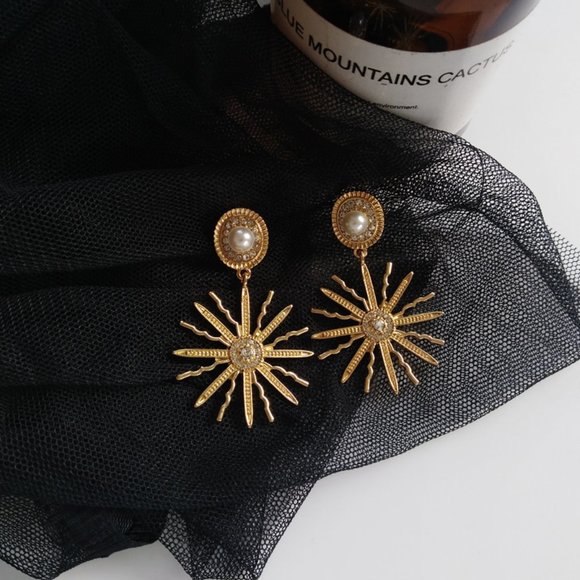 LAST ONE 💖Sun Boho Firework Faux Pearl Earrings - Picture 2 of 9